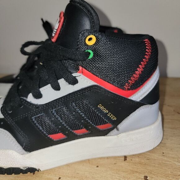 Adidas Drop Step J Black Vivid Red Big Kids Size 3.5 - Picture 7 of 13